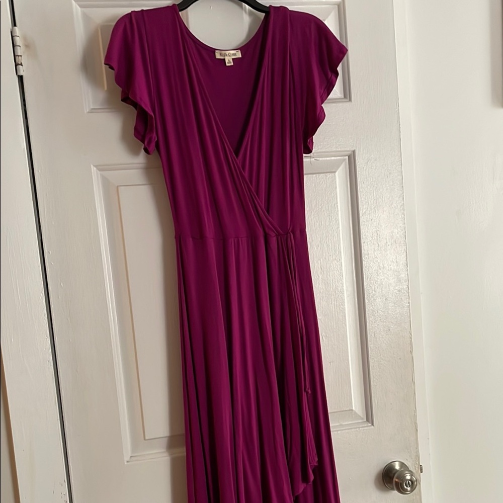Rolla Coster Pink Maxi Wrap Dress with Flutter Sleeves